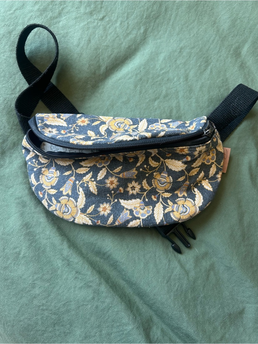 Rip Curl Floral Jacquard Mini Waist Bag in Navy and Gold